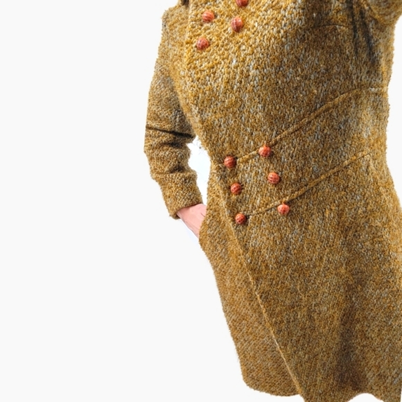 RARE VINTAGE 1960s Tweed Fit & Flare Peacoat Rust - Picture 2 of 16